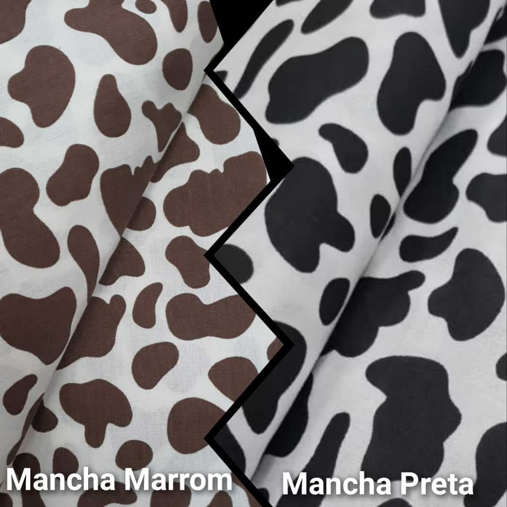 Tecido Tricoline Mancha de Vaca Preta e Marrom 100% ALGODÃO(VENDAS A PARTIR DE 25 cm x 1,40 mt LARG)