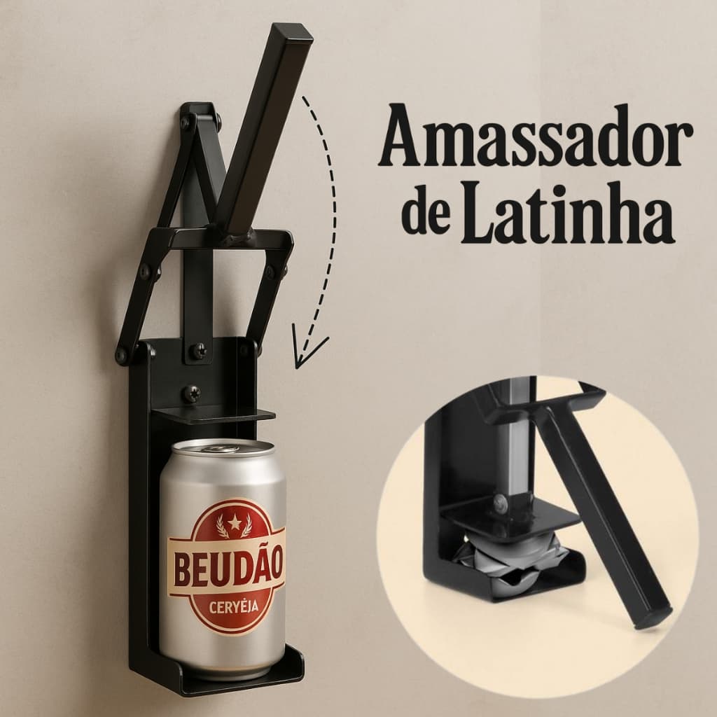 Amassador de Latinha de Cerveja de Ferro - Reforçado