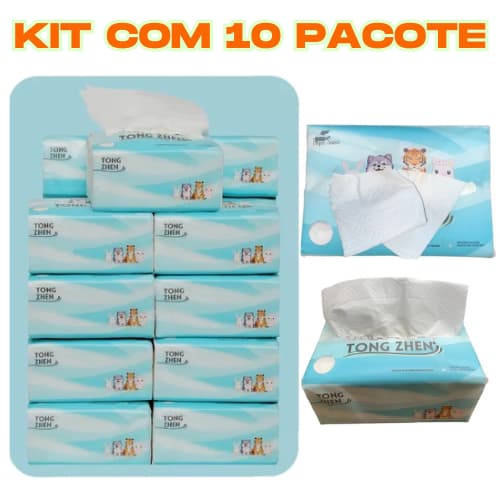 Lenço Papel kit10 Papel toalha interfolha 5 dobras branco com 400 papel
