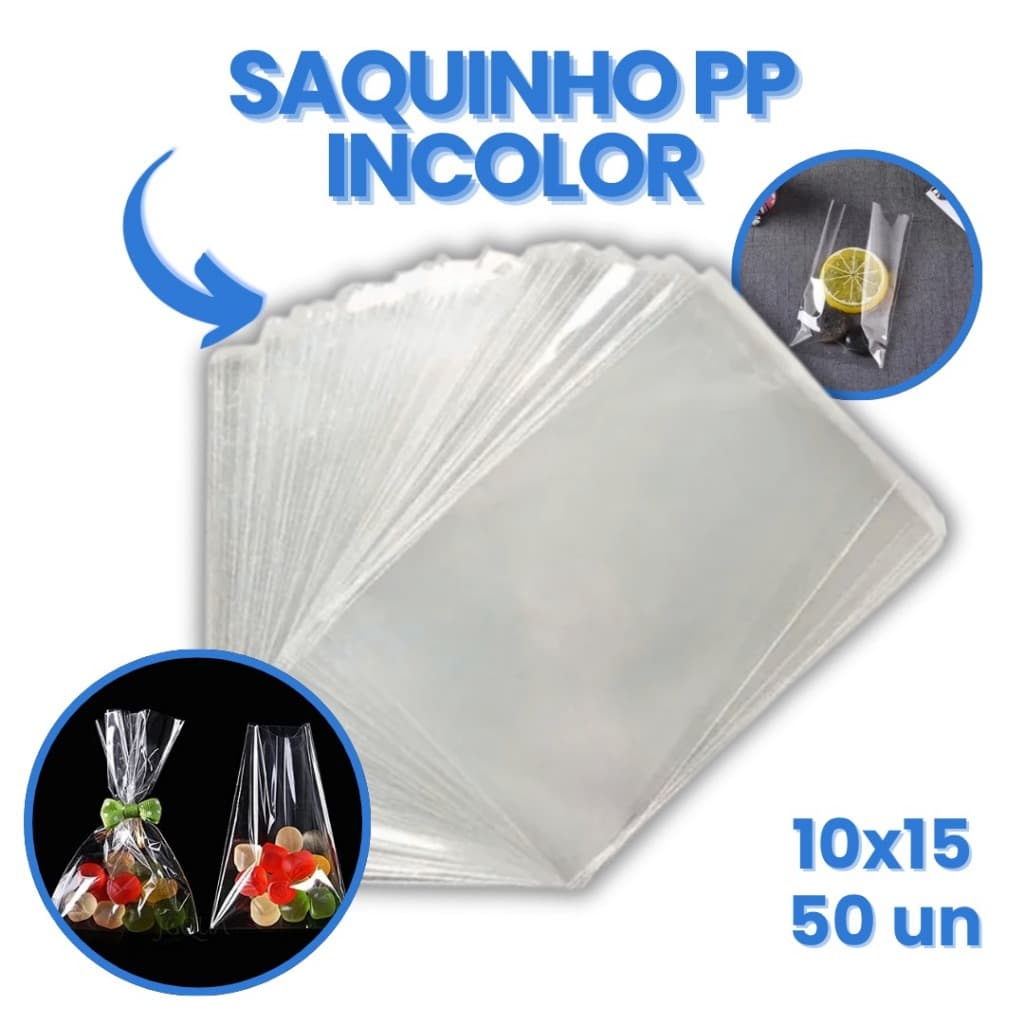 Sacos Plásticos PP 10x15 Transparente Incolor 50 e 100 unidades