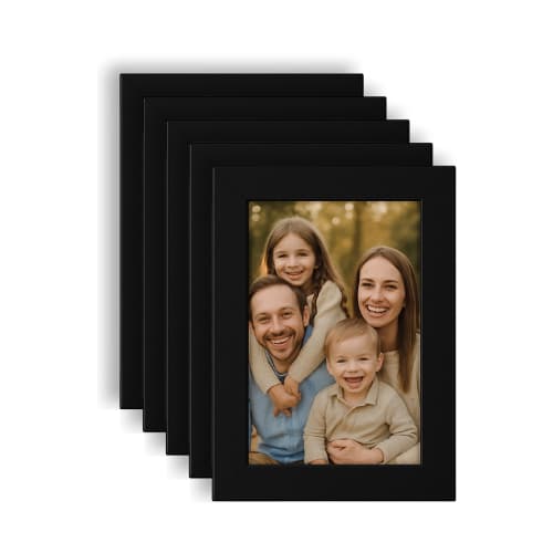 Kit Com 5 Porta Retrato 13x18cm Preto Com Vidro.