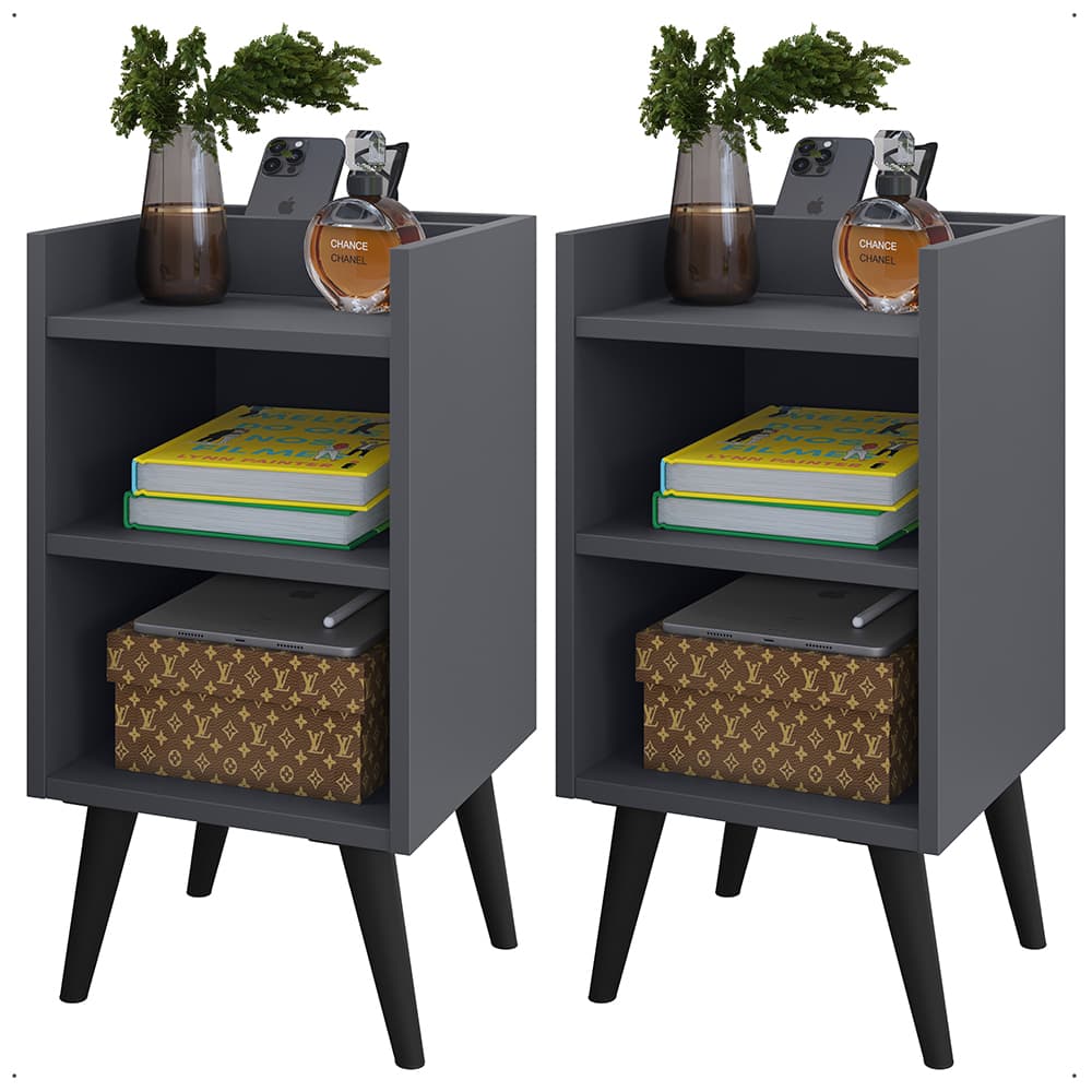 Mesa de Cabeceira Nicho e porta Celular Organizador Max Slim Compacta Livros e Acessórios, Abaju Quarto