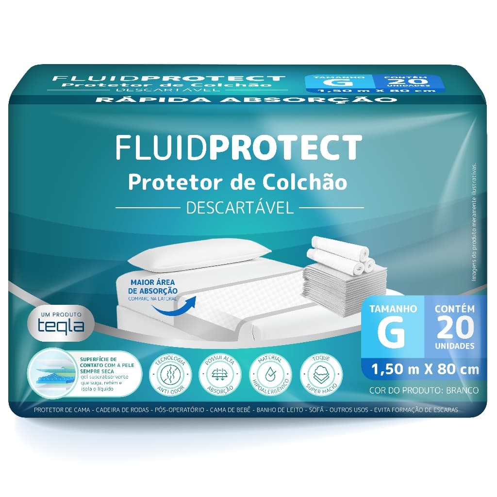 FLUID PROTECT Protetor de Colchão Descartável (150 cm x 80 cm)