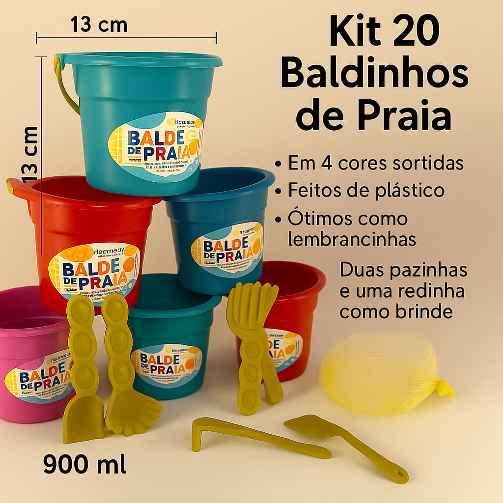 Kit 20 Baldinhos de Praia Infantil Coloridos | Lembrancinhas Festa, Brindes, Escolinha
