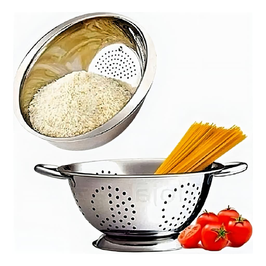 Kit Escorredor de Massas + Arroz Inox Alta Qualidade Cozinha
