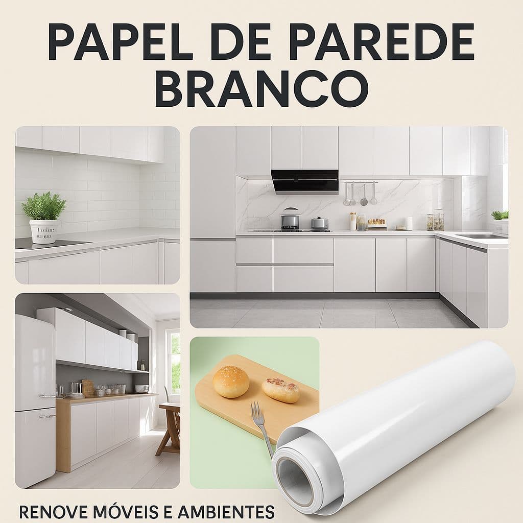 Adesivo Branco Envelopamento Autocolante Lavável Vinil Para Móveis Geladeira Cozinha Quarto