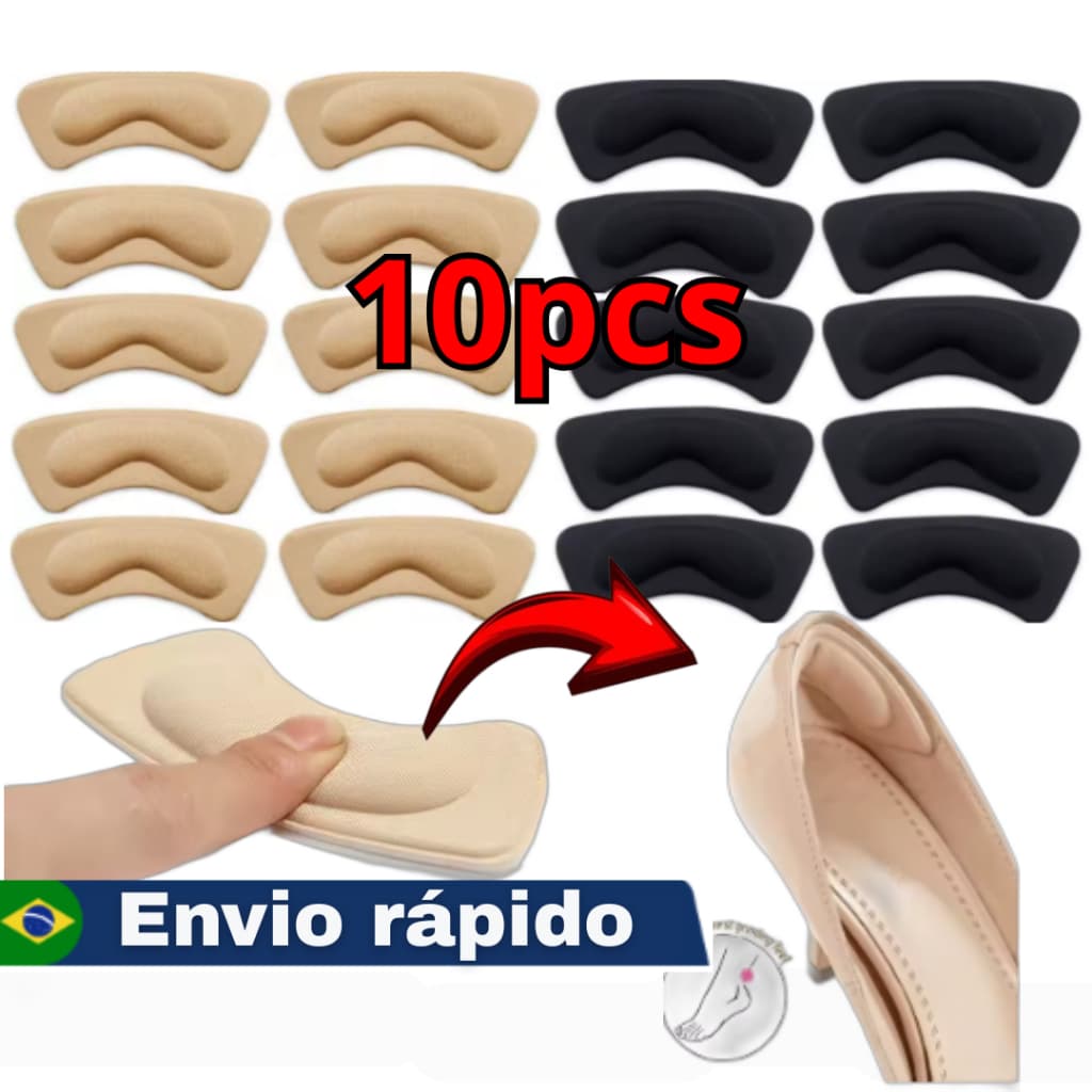 Kit 10 Unidades de Palmilha Ortopédica – Protetor de Calcanhar Adesivo que Evita Sapatos Pegando Atrás