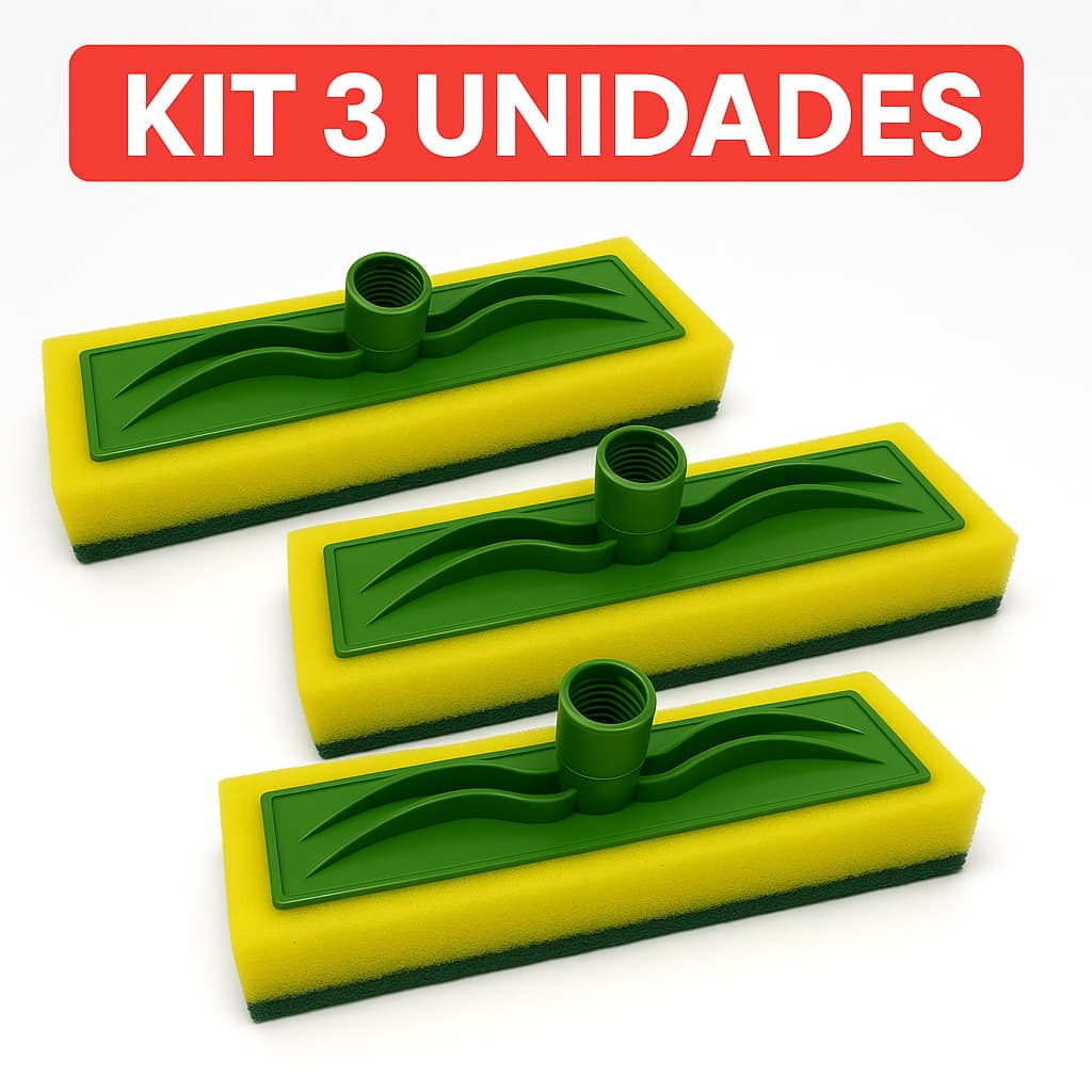 Kit 3 Esponja Limpeza Azulejo Piso Parede Cozinha Banheiro Com Rosca Cabo