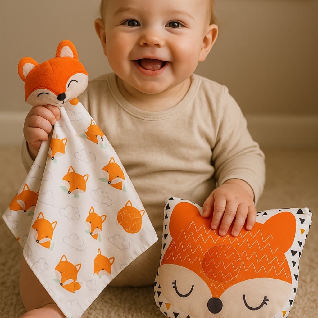 Kit Conjunto Naninha Paninho com Bichinho Pelúcia + Travesseiro Anatômico Bebê Apoio de Cabeça