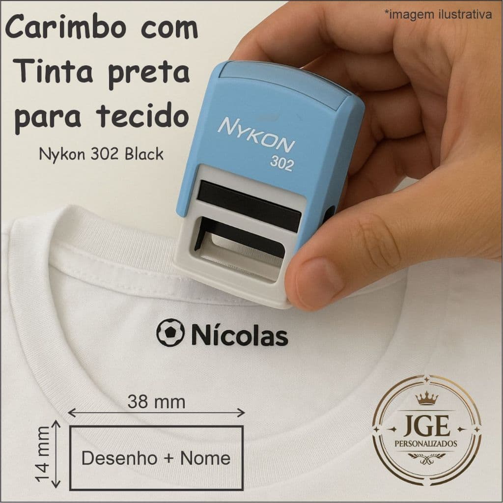 Carimbo Automático com tinta para tecido, camisetas, uniformes, escolar, profissionais