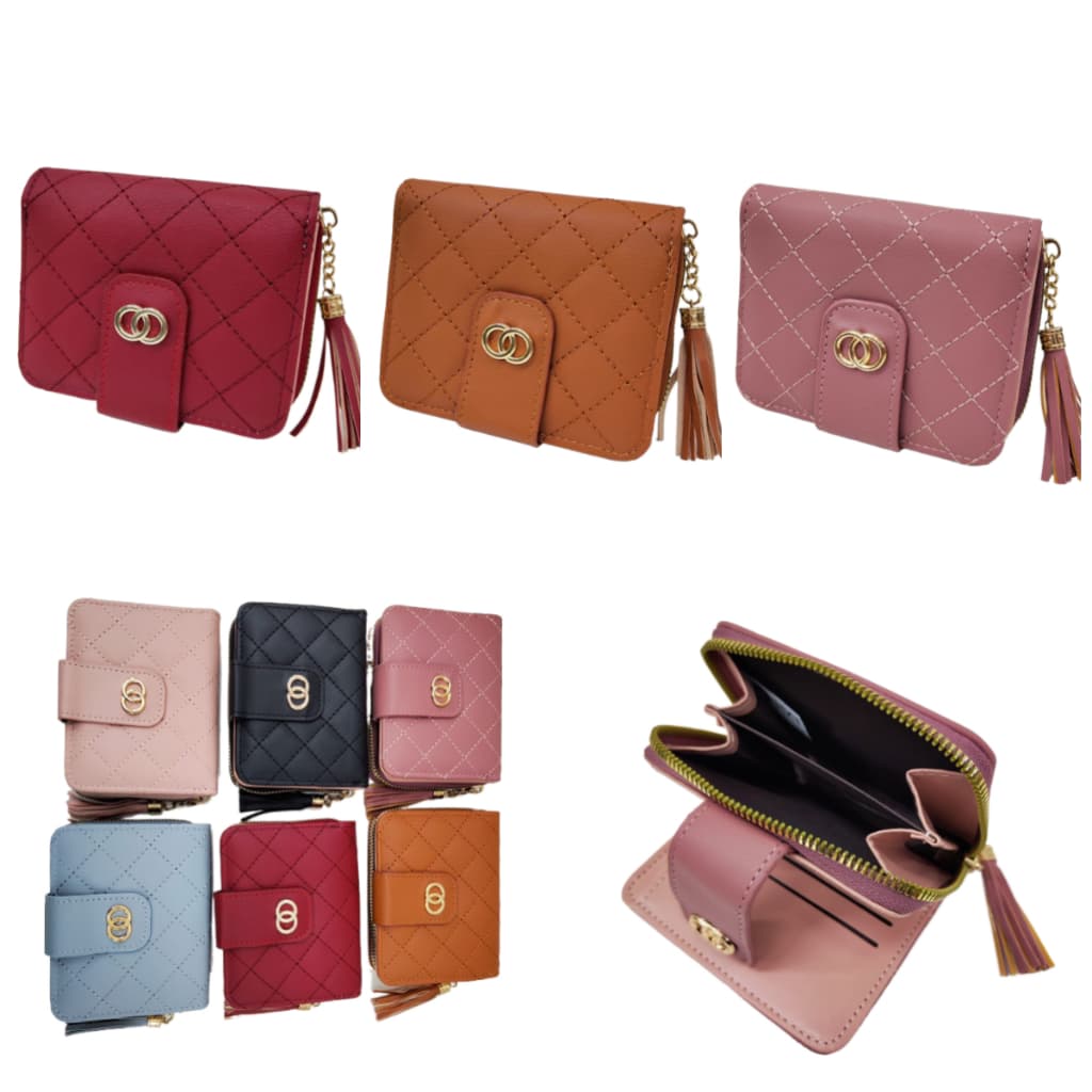 Carteira Dupla 4 em 1 Feminina Couro Sintético Porta Cartões, Notas, Moedas, CNH 7790