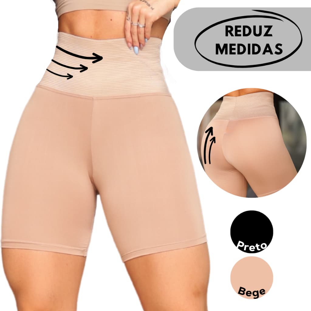 Short Cinta Modelador Levanta Bumbum Alta Compressão Modela Cintura Diminui Barriga