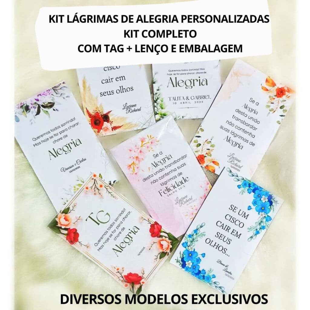 Lágrimas de Alegria Personalizadas para Casamentos - Kit Completo (Tag, lenço e embalage) Formatura, Aniversário,15 anos