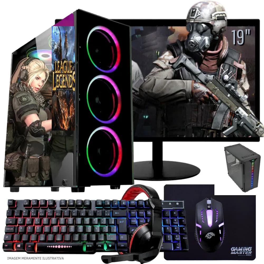 computador i5 gamer 8g ssd128+hd500 video GT610 2g monitor 19' gta5 LOL cs PB free fire mine Roblox