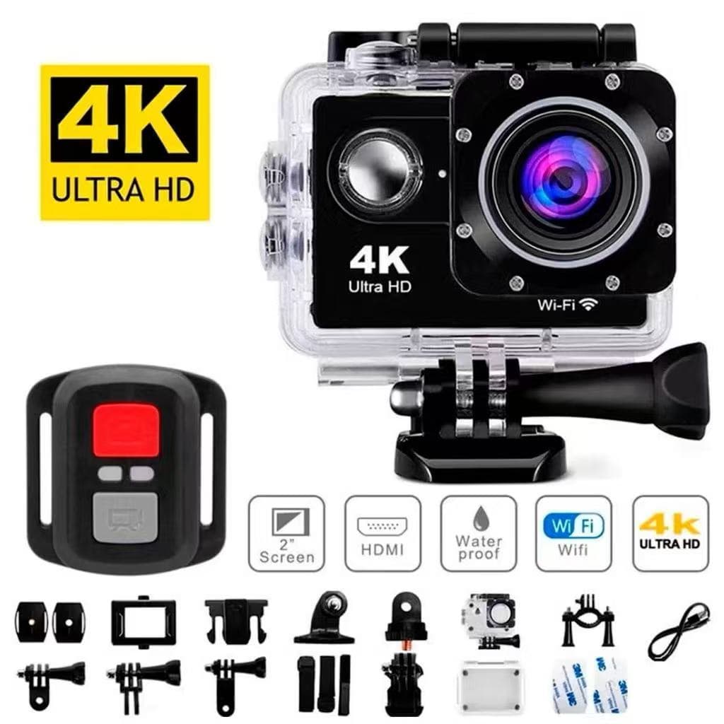 Câmera de ação 4K Ultra HD WiFi 30 metros à prova d'água com controle remoto
