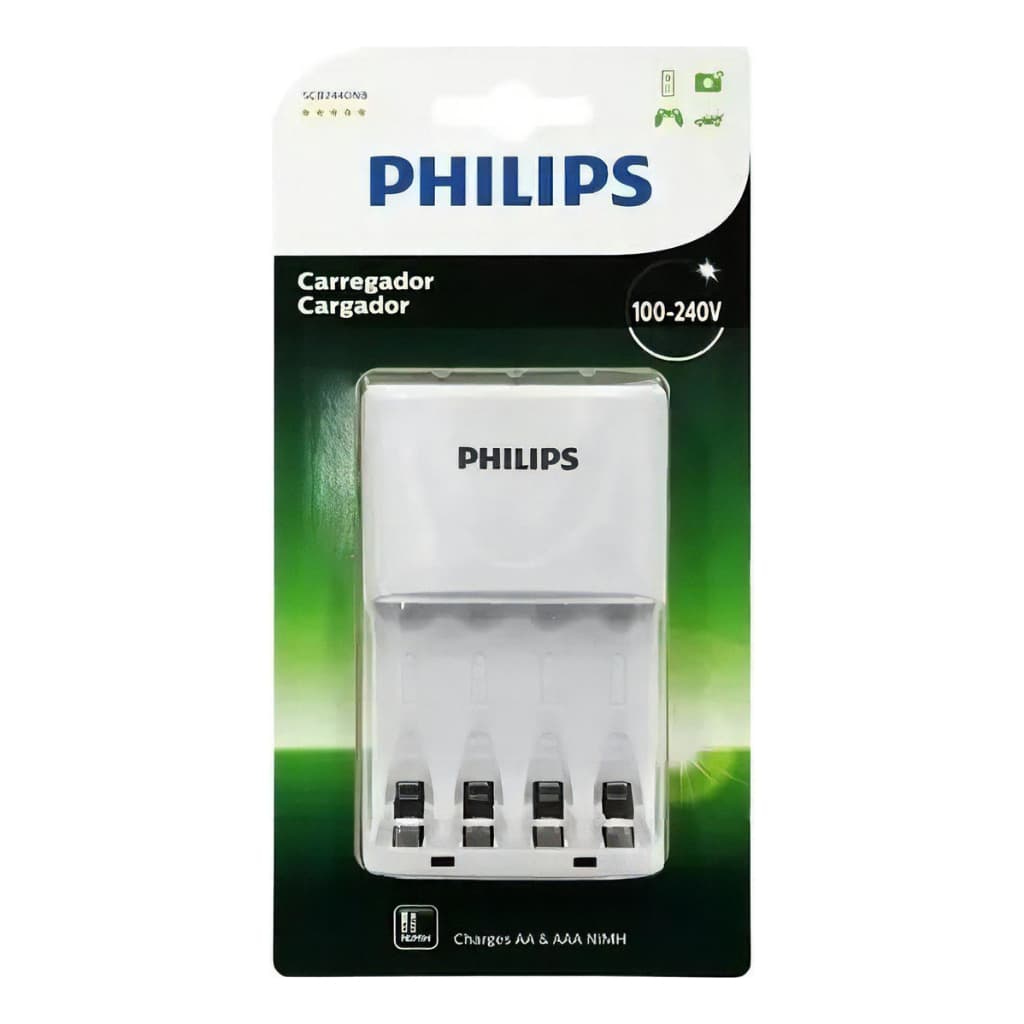 Carregador De Pilha Philips Scb2440nb/97 Branco