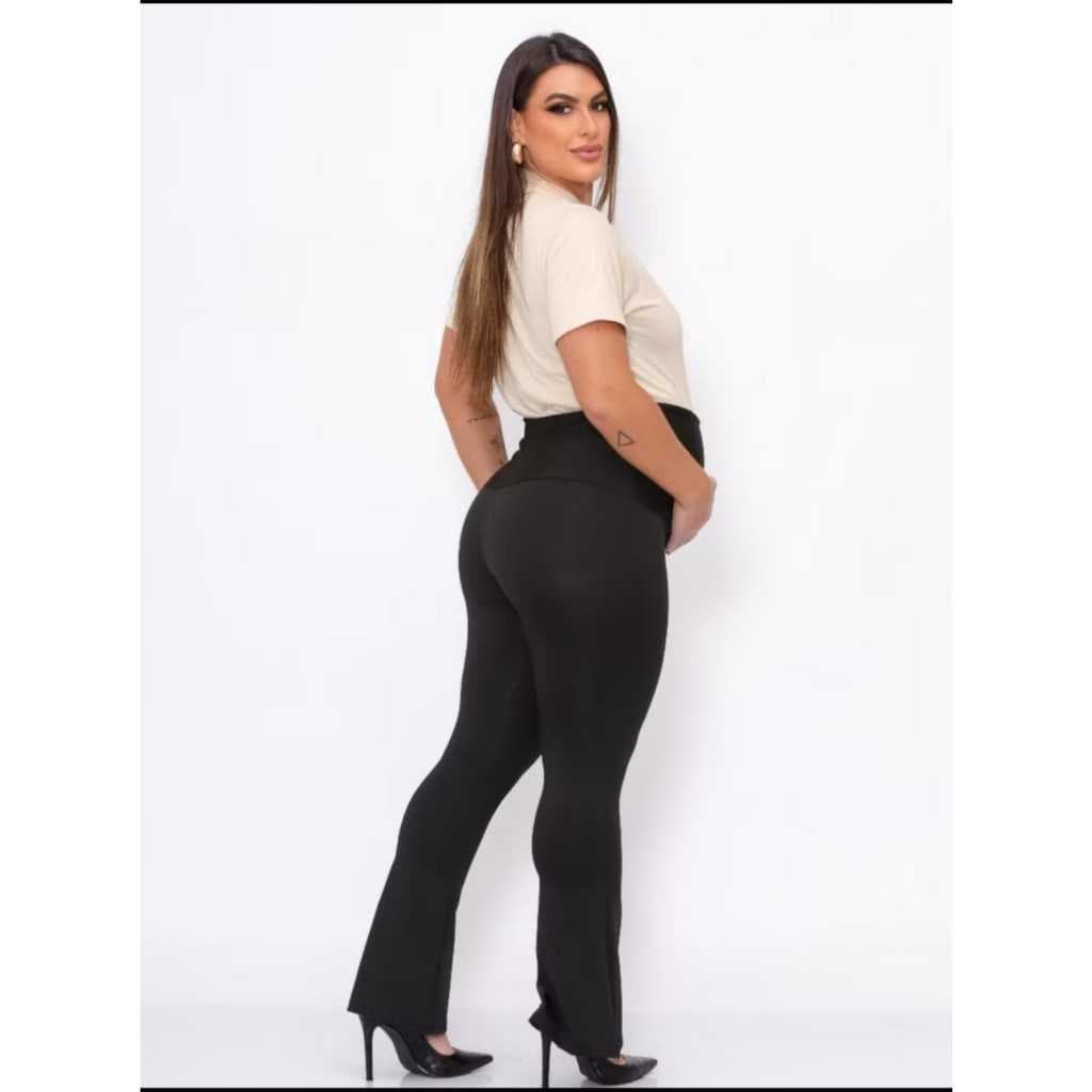 Maternidade Legging Flare Gestante Cós Alto Calça Sustenta Barriga
