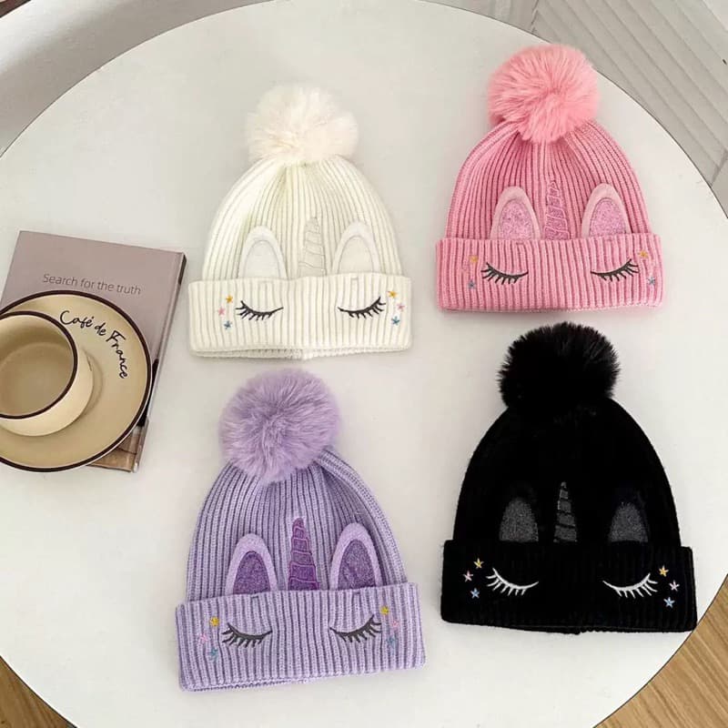 Touca De inverno Frio para Bebe Gorro De Lã Infantil Forrada Pompom Menina Menino