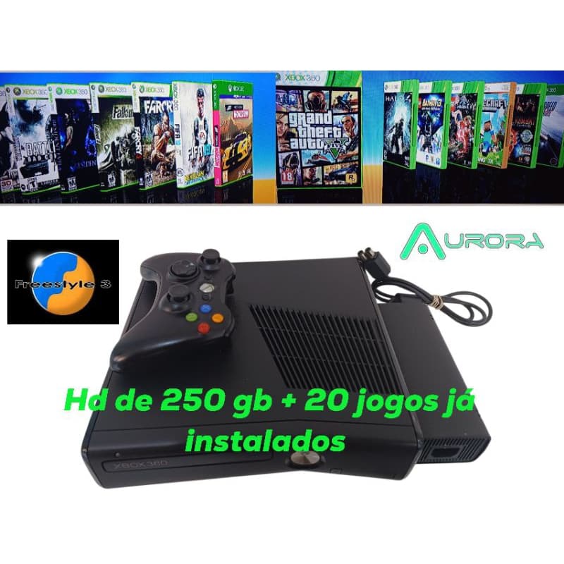 Xbox 360 Slim Desbloqueado Destravado Rgh/jtag 250gb + Jogos