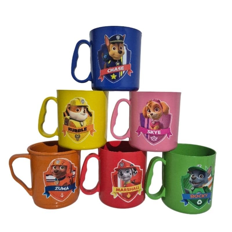 Kit Caneca personalizada Patrulha Canina 370ml Adesivada Festa Infantil Lembrancinha