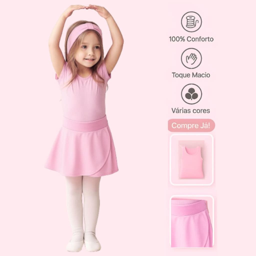 Kit Ballet Infantil 3 Itens Uniforme Balé Bailarina