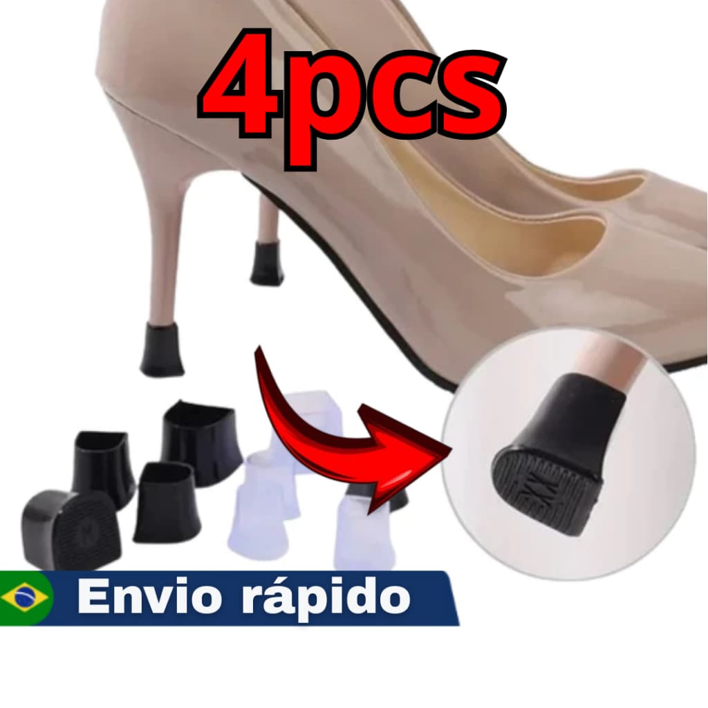 KIT 2 PARES (4 pcs) Protetores de salto alto em silicone – antiderrapante, silencioso e ideal para salto fechado