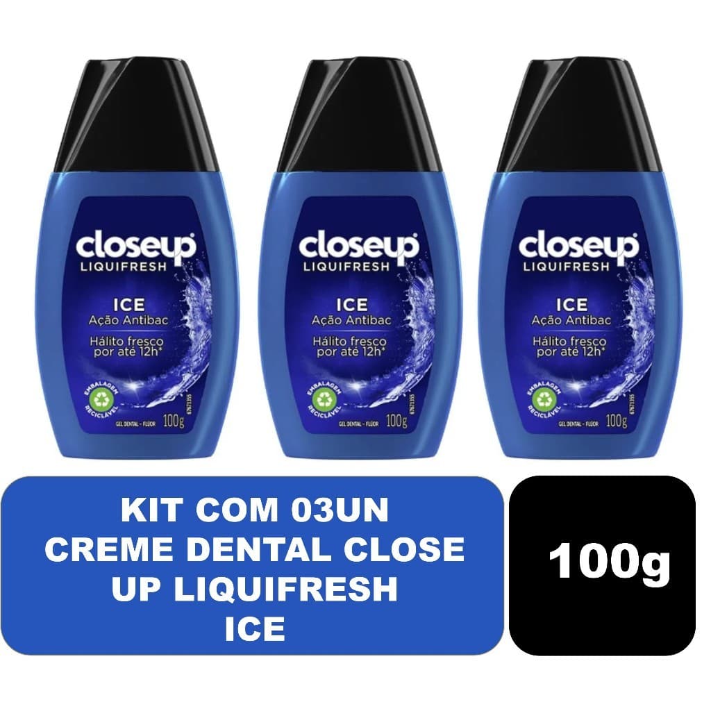 Kit Com 03un Creme Dental Close Up Liquifresh Ice 100g