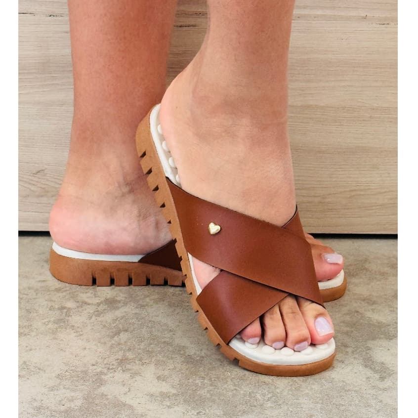 Chinelo Tiras Cruzadas Feminino Ortopédico Sola Massageadora Leve Flexível Saúde Dores Nos Pés