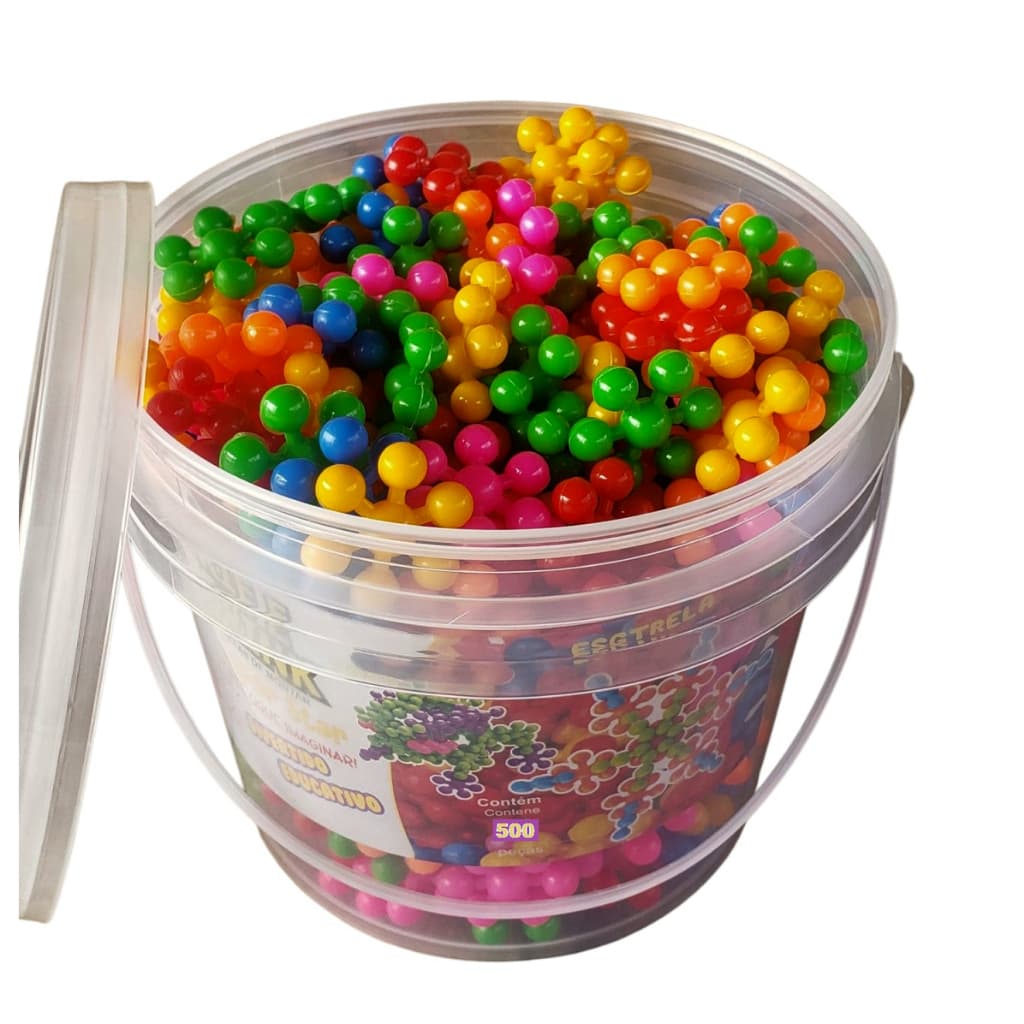 Blocos De Montar Estrela Super Star com Balde 500 / 350 / 250 peças Brinquedo Educativo Infantil