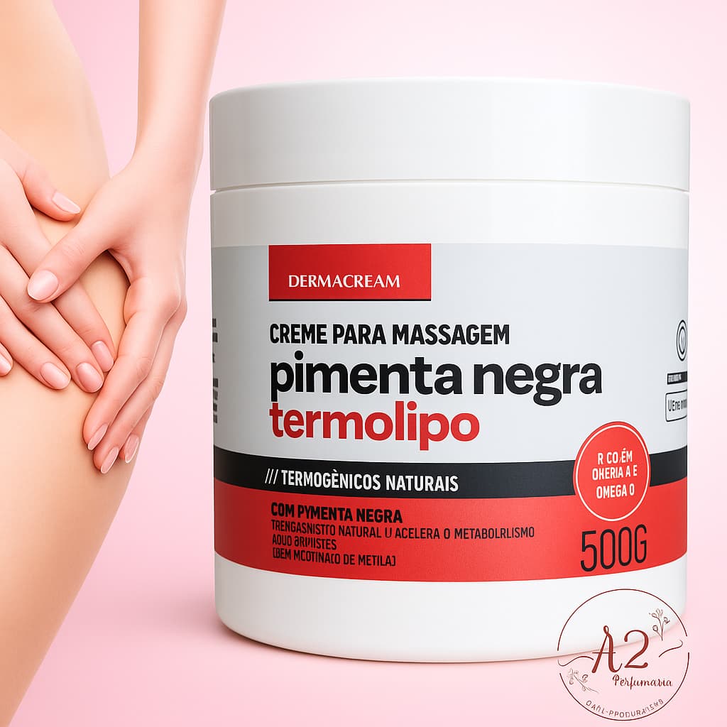 Creme de Massagem Termolipo Pimenta Negra 500g Dermacream | Redutor de Medidas, Celulite e Flacidez