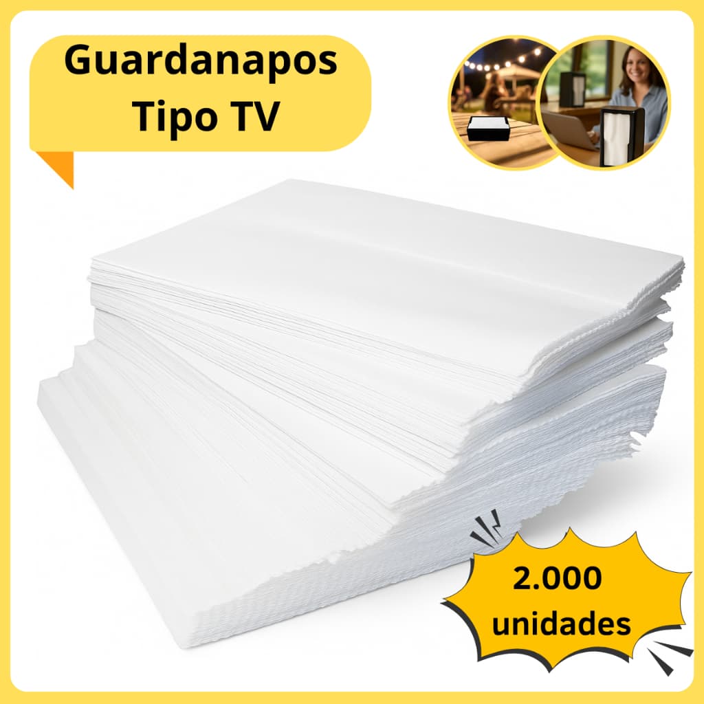 Kit 2000 Guardanapos Branco Papel Tipo Tv Seda Mesa Balcão Lanchonete Restaurante Padaria 13cmx14cm