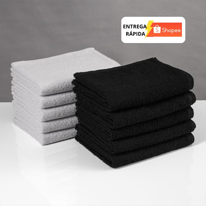 Kit 10 Toalhas Rosto Salão Beleza Barbearia Manicure Algodão Uso Profissional Resistente Lavagens