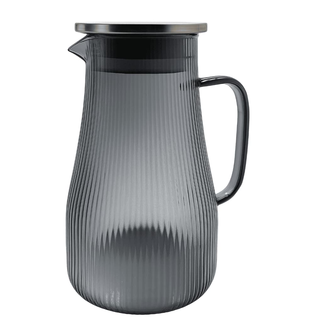 Jarra De Vidro Borossilicato Tampa Inox 1,5l Listras Fumê