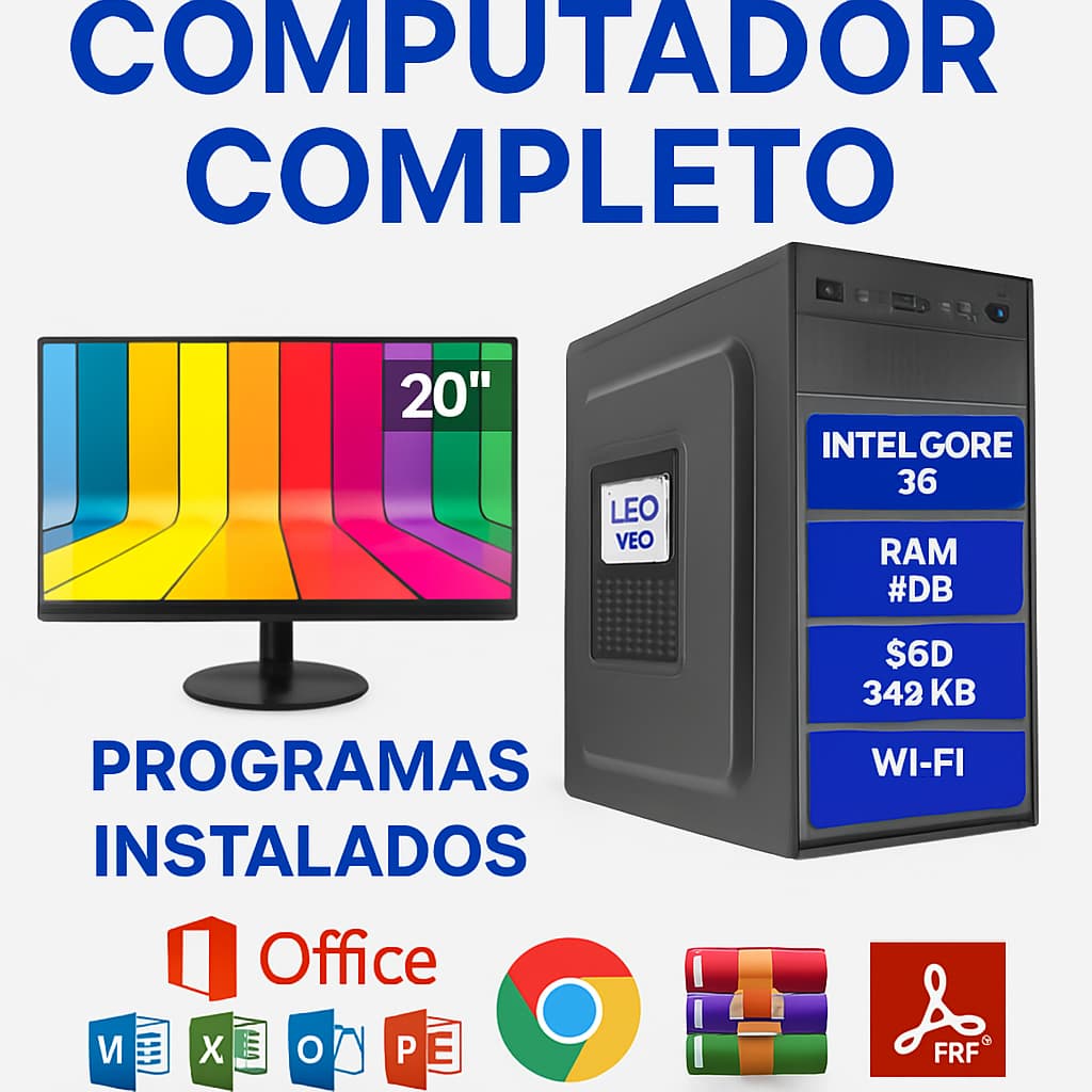 PC Completo - Computador Intel Core I5 Ram 8GB SSD 240GB Windons 10 Pro Completo Monitor 20