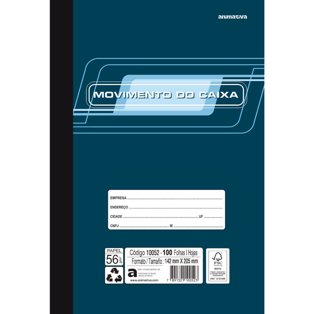Livro Movimento do Caixa 1/4 100 Folhas Animativa