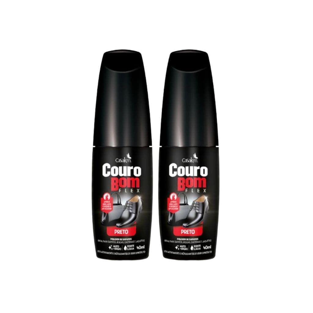 Polidor de Sapatos Preto Couro Bom Flex Casa KM 40ml - Kit com 2