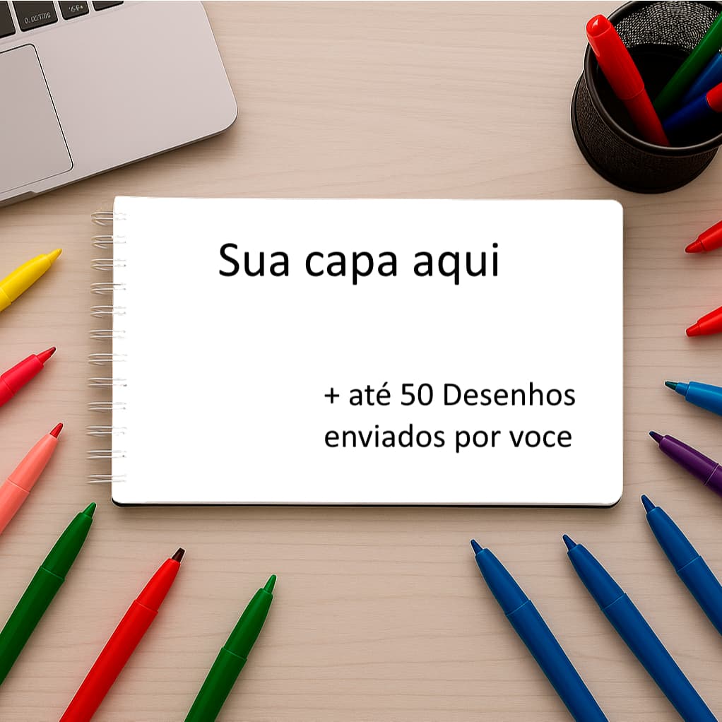 Livro de colorir personalizado com até 50 desenhos Capa dura A5 180g