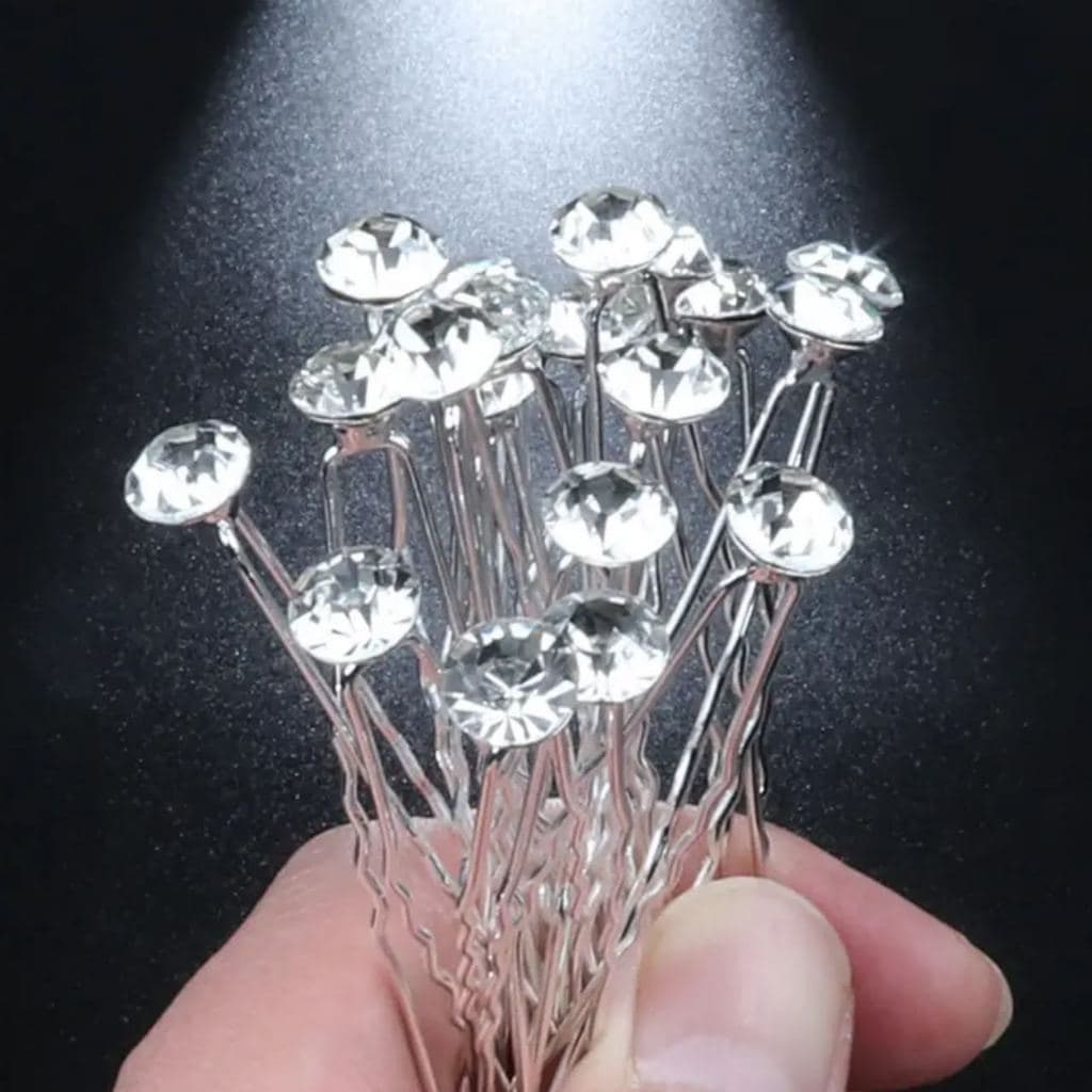 1 kit / 10un Grampos Ponto De Luz zirconia branco Cabelo Penteado noiva CAIXINHA
