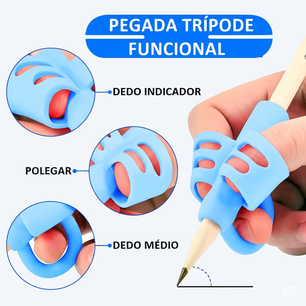 Adaptador Corretor Apoio de Escrita Ergonômico de 3 Dedos Stetro para Lápis Caneta | 1 UN