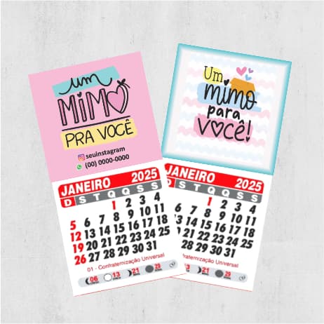 50 Mini Calendário Personalizado com sua Logo ou Arte 2026 Promocional