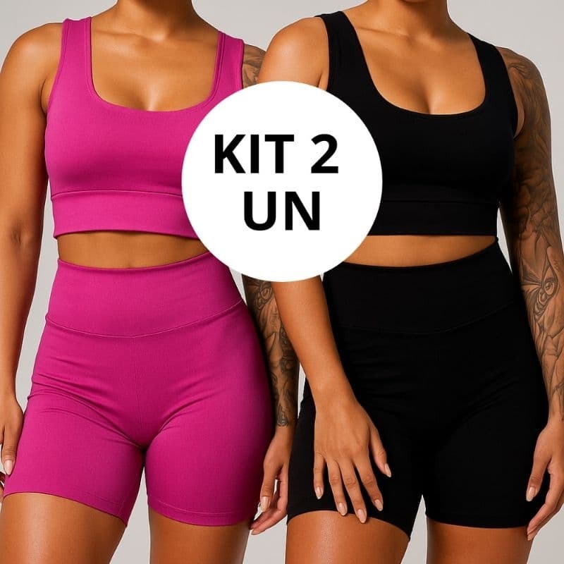 Kit 2 Shorts Legging Feminino Meia Coxa Cintura Alta Bermuda Zero Transparência