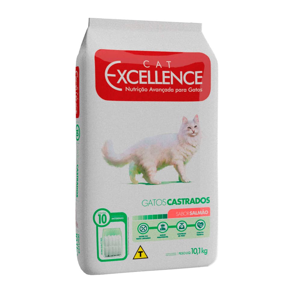 Ração Cat Excellence para Gatos Adultos Castrados sabor Salmão 10.1kg