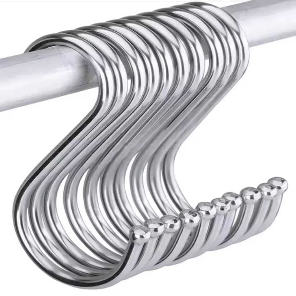 Kit Ganchos Multiuso em Formato S Organizador de 5 até 25 Ganchos Banheiro Quarto Araras Cozinha