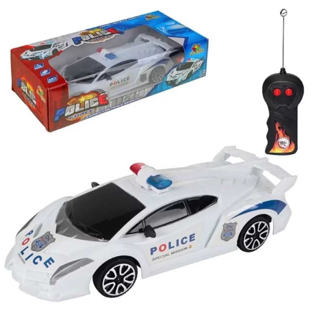 Carrinho de Controle Remoto Brinquedo Super Carro de Policia Carrinho 3 Funções Força Tática