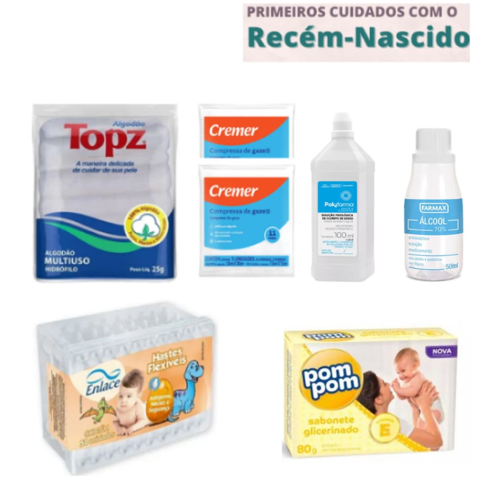 Kit Cuidado com o  Bebê na Maternidade 7 itens