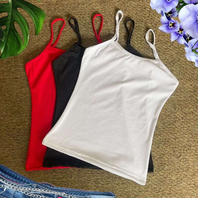 Kit 3 Blusa Regata Feminina Básica Alcinha Canelada