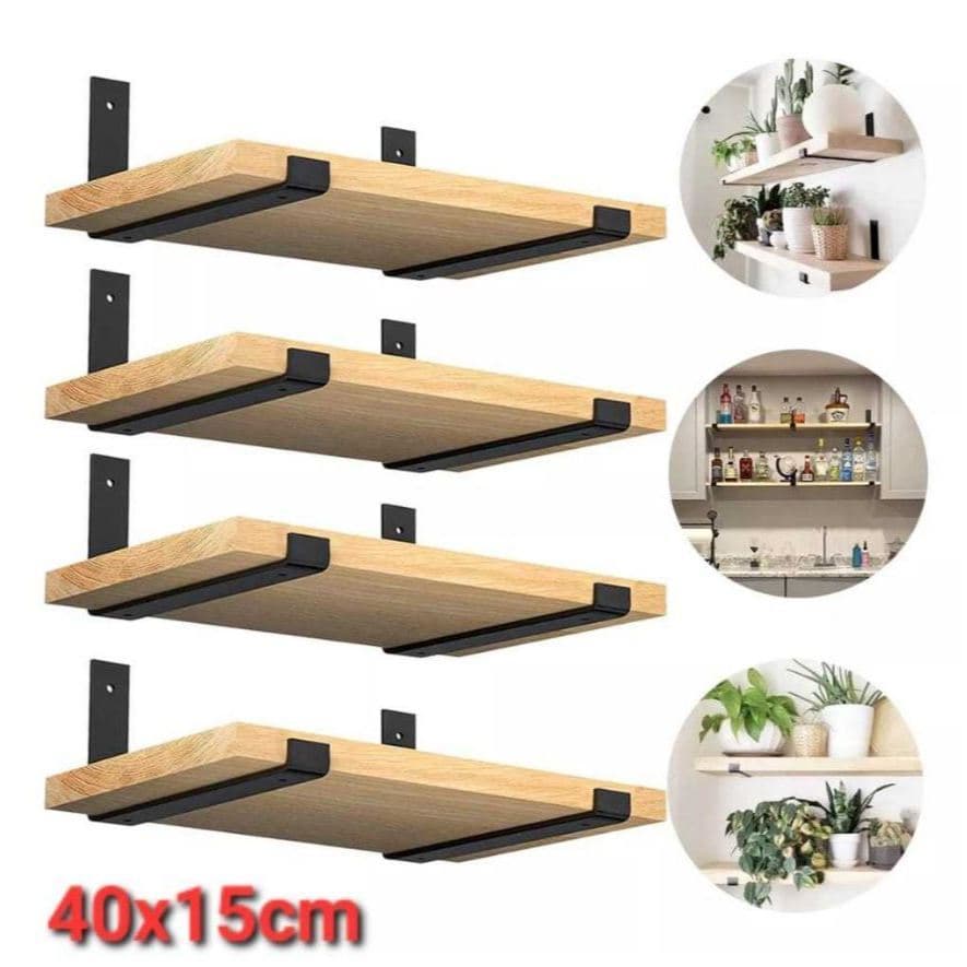 Kit 1 a 4 Prateleira Industria Madeira Maciça + Mão Francesa