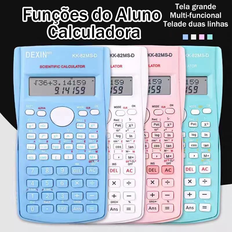 Calculadora Cientifica 12 Dígitos 2 Linhas 240 Funções Portátil Com Capa Protetora Escola Calculadora Rosa Digital