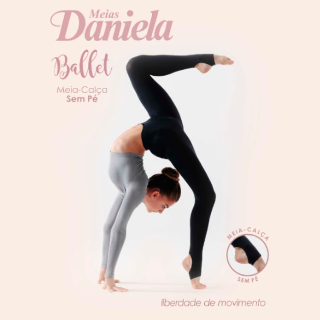 Meia-Calça Ballet sem Pé Daniela Bege Salmão e Preto