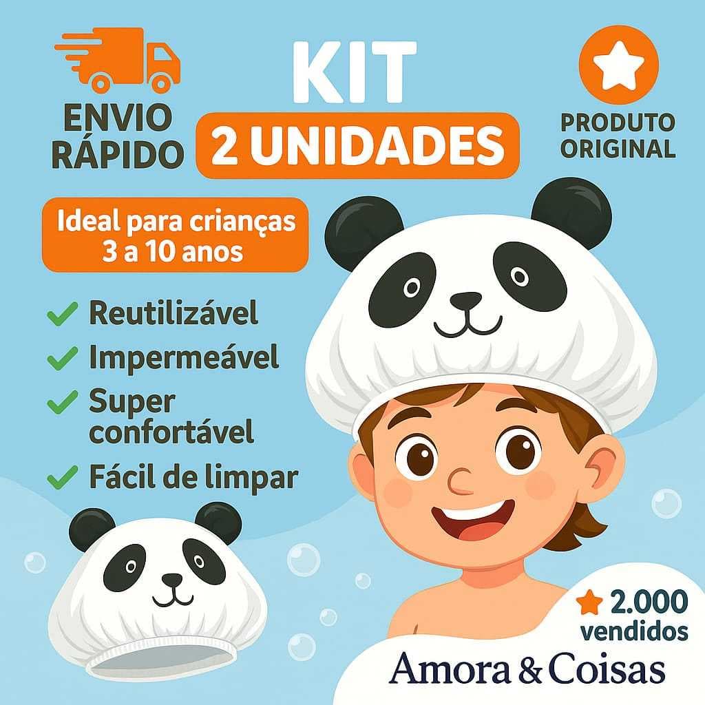 KIT 2 Touca de Banho Infantil com Cheirinho | PVC Reutilizável